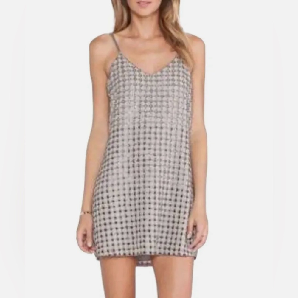 Parker Silver Cocktail NYE Party Spaghetti Strap Dress